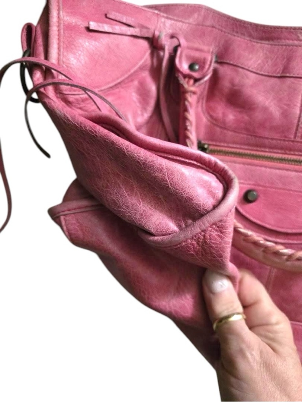 Auth Balenciaga City Pink Leather Shoulder Bag - Picture 10 of 12